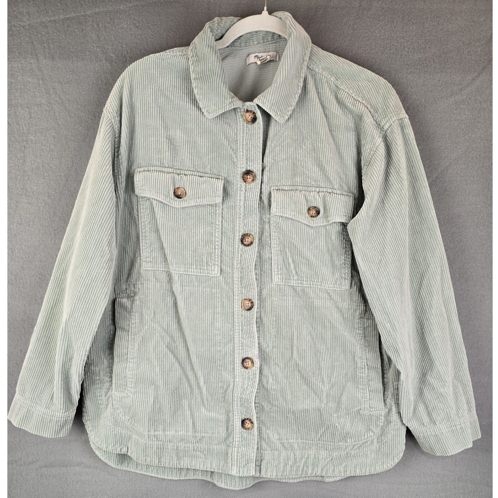 Madewell Corduroy Yorkway Shirt Jacket Shacket Green Hand Pockets Women Size L